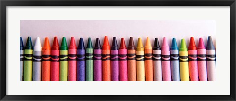 Framed Close-up of assorted wax crayons Print