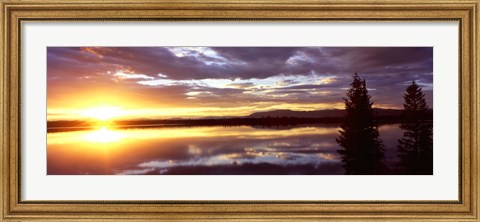 Framed Storm clouds over a lake at sunrise, Jenny Lake, Grand Teton National Park, Wyoming, USA Print