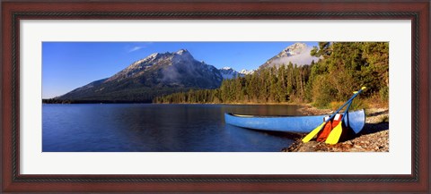 Framed Canoe at Leigh Lake, Grand Teton National Park, Wyoming Print
