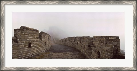 Framed Fortified wall in fog, Great Wall of China, Mutianyu, Huairou County, China Print