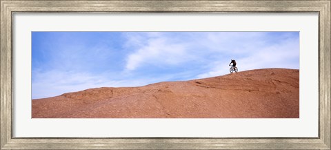 Framed Biker on Slickrock Trail, Moab, Grand County, Utah, USA Print