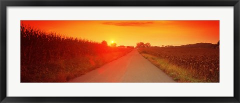 Framed Country road at sunset, Milton, Northumberland County, Pennsylvania, USA Print