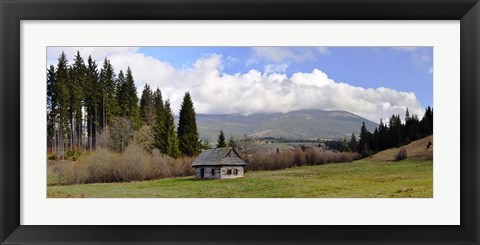 Framed Old wooden home on a mountain, Slovakia Print