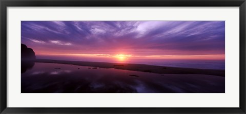 Framed Sunset over Pomponio State Park, San Mateo County, California, USA Print