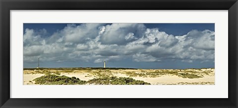 Framed Clouds over the beach with California Lighthouse in the background, Aruba Print