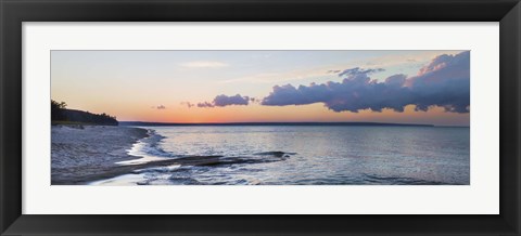 Framed Sunset over Miner&#39;s Beach, Pictured Rocks National Lakeshore, Upper Peninsula, Michigan, USA Print