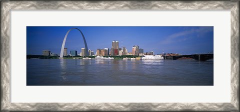 Framed Gateway Arch and city skyline viewed from the Mississippi River, St. Louis, Missouri, USA Print