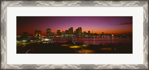 Framed Buildings lit up at night, New Orleans, Louisiana, USA Print