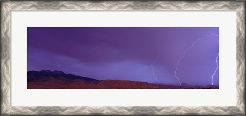 Framed Clouds lightning over the mountains, Mt Four Peaks, Phoenix, Arizona, USA Print