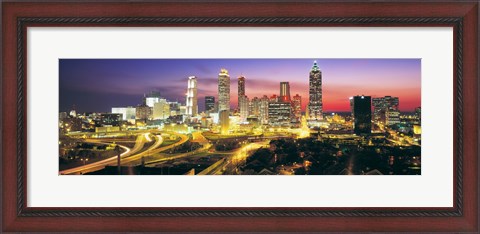 Framed Skyline, Evening, Dusk, Illuminated, Atlanta, Georgia, USA, Print