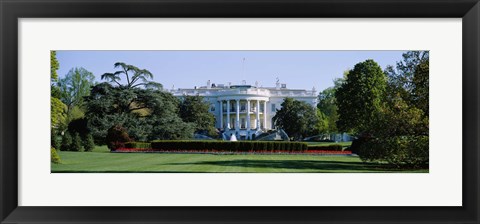 Framed Lawn in front of a government building, White House, Washington DC, USA Print