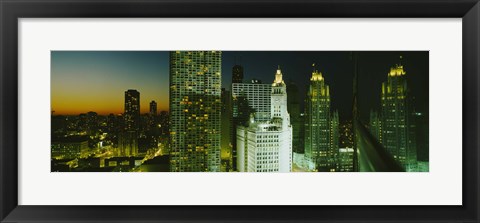 Framed Close-Up of Chicago at Night Print