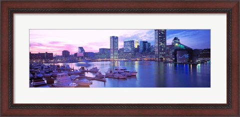 Framed Sunset, Inner Harbor, Baltimore, Maryland, USA Print