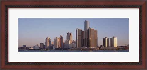 Framed Detroit, Michigan Daytime Skyline Print