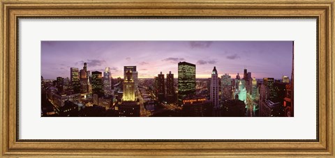 Framed Skyscrapers In A City At Dusk, Chicago, Illinois, USA Print