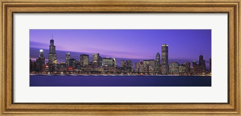 Framed Chicago Skyline with Purple Sky Print