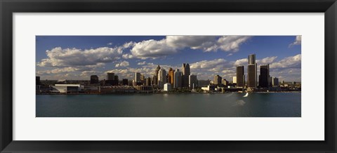 Framed Buildings at the waterfront, Detroit River, Detroit, Wayne County, Michigan, USA Print