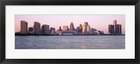 Framed Detroit Skyline with Water Print