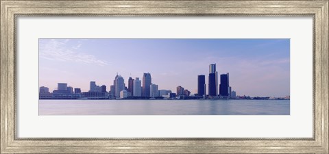 Framed Buildings along waterfront, Detroit, Michigan, USA Print