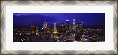 Framed Skyscrapers lit up at night, City Of Los Angeles, California, USA Print