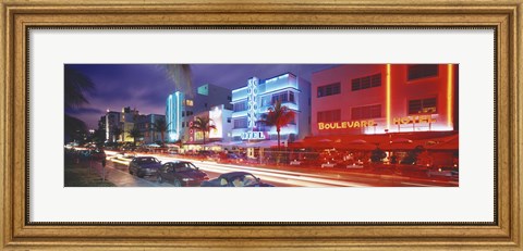 Framed Ocean Drive, Miami Beach, Miami, Florida, USA Print