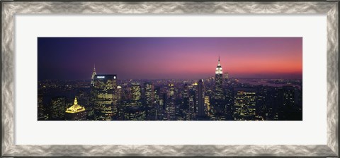Framed Twilight, Aerial, NYC, New York City, New York State, USA Print