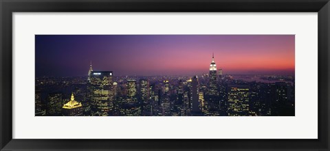 Framed Twilight, Aerial, NYC, New York City, New York State, USA Print