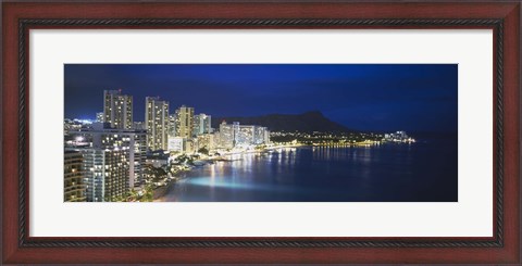 Framed Buildings On The Waterfront, Waikiki, Honolulu, Oahu, Hawaii, USA Print