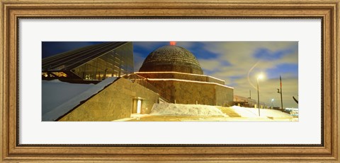 Framed Museum lit up at dusk, Adler Planetarium, Chicago, Illinois, USA Print