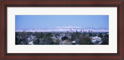 Framed Denver Skyline with Mountains Print