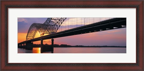 Framed Sunset, Hernandez Desoto Bridge And Mississippi River, Memphis, Tennessee, USA Print