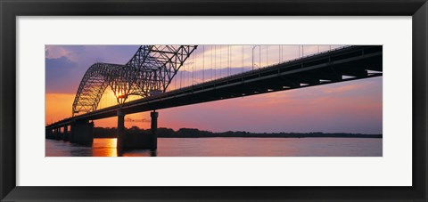 Framed Sunset, Hernandez Desoto Bridge And Mississippi River, Memphis, Tennessee, USA Print