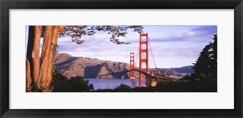 Framed Golden Gate Bridge with Mountains Print