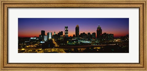 Framed Atlanta skyline at night, GA Print