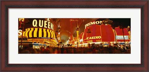 Framed Casino Lit Up At Night, Fremont Street, Las Vegas, Nevada Print