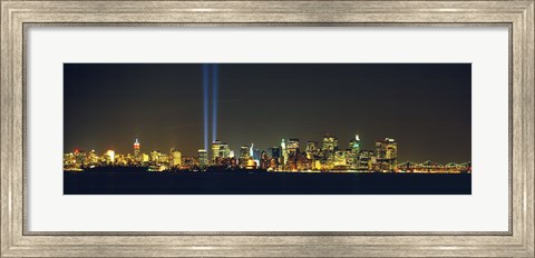 Framed New York City Lit Up at Night Print