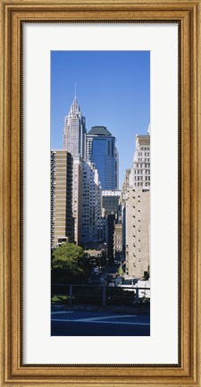 Framed Low angle view of Manhattan skyscrapers, New York City Print