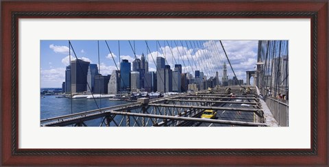 Framed Traffic on a bridge, Brooklyn Bridge, Manhattan, New York City, New York State Print