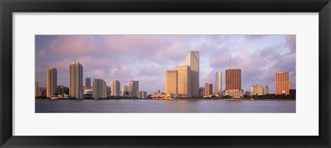 Framed Waterfront And Skyline At Dusk, Miami, Florida, USA Print