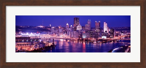 Framed USA, Pennsylvania, Pittsburgh at Dusk Print