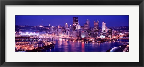 Framed USA, Pennsylvania, Pittsburgh at Dusk Print