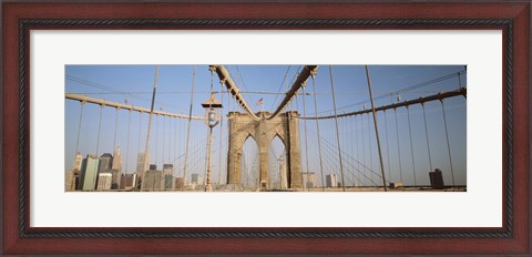 Framed USA, New York State, New York City, Brooklyn Bridge at dawn Print