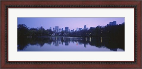 Framed USA, New York State, New York City, Central Park Lake, Skyscrapers in a city Print