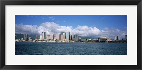 Framed Buildings On The Waterfront, Downtown, Honolulu, Hawaii, USA Print