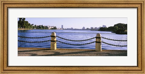Framed Lake In A City, Lake Merritt, Oakland, California, USA Print
