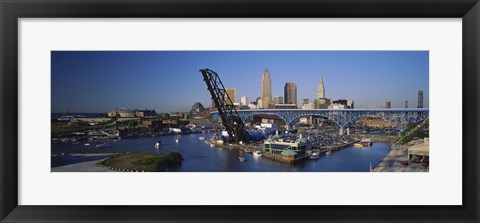 Framed High angle view of boats in a river, Cleveland, Ohio, USA Print