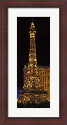 Framed Replica of the Eiffel Tower lit up at night, Paris Las Vegas, Las Vegas, Nevada, USA Print