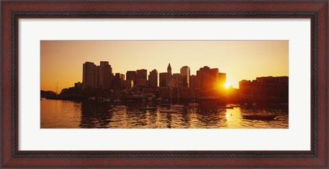Framed Sunset over skyscrapers, Boston, Massachusetts, USA Print