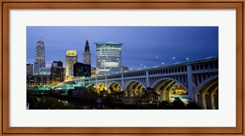 Framed Detroit Avenue Bridge at Dusk Print