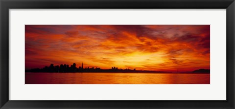 Framed Silhouette of buildings at the waterfront, San Francisco, California, USA Print